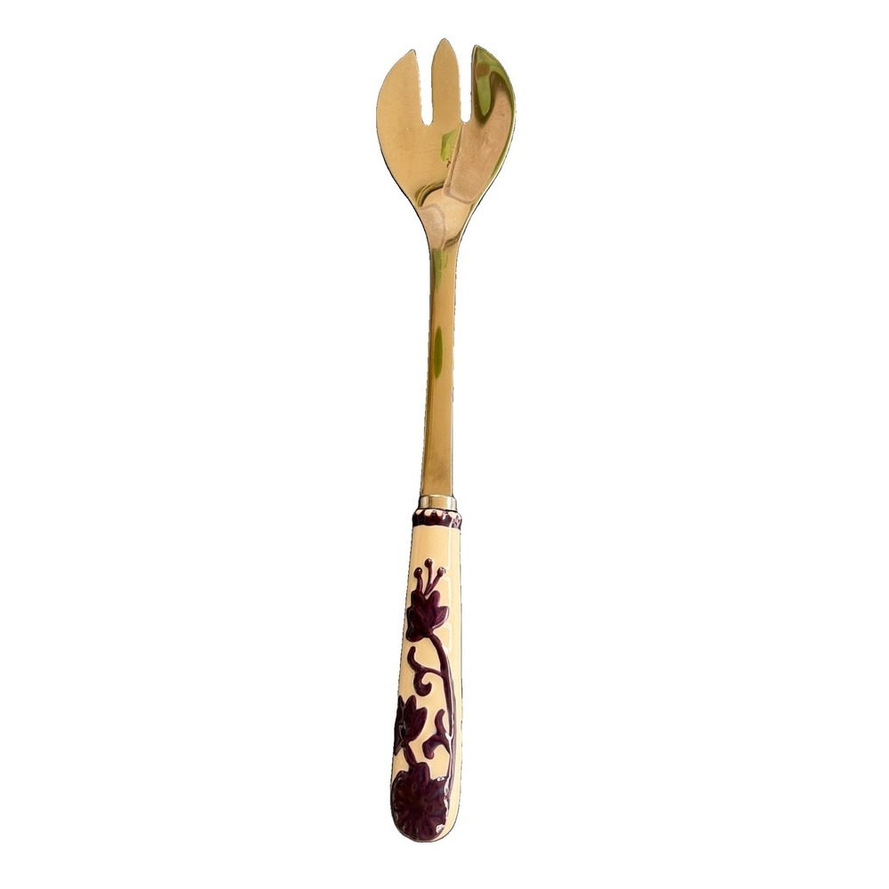 Temp-tations By Tara Ceramic Floral Lace Serving Fork Utensil (E10)